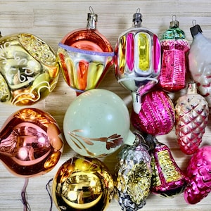 Enfeites de vidro vintage para árvores de Natal - Decorações para árvores de Natal da URSS - 5