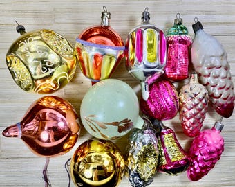 Vintage Glass Christmas Tree Ornaments - USSR Christmas tree decorations -5