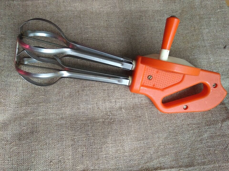  Manual Hand Mixer Hand Crank Stainless Steel for Home White,Orange