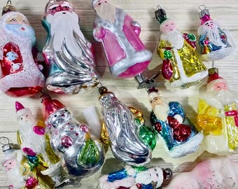 Glass Christmas Santa. St. Nicholas. Glass Ded Moroz - USSR Christmas tree decorations