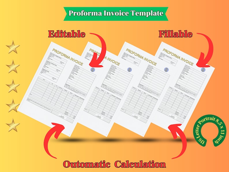 Proforma Invoice Template Editable With Google Sheets Etsy Proforma Invoice Template Editable With Google Sheets Etsy