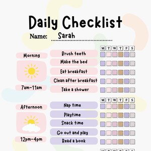 Kids Daily Routine Checklist, Habit Tracker, Routine Tracker Template ...
