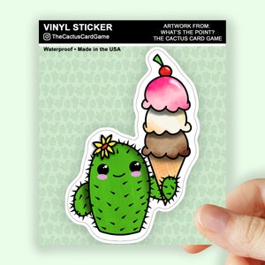 Adesivo de pera espinhosa, decalque botânico fofo, adesivo de planta suculenta do deserto, sorvete Delícia do Deserto, design caprichoso de cacto, Saguaro