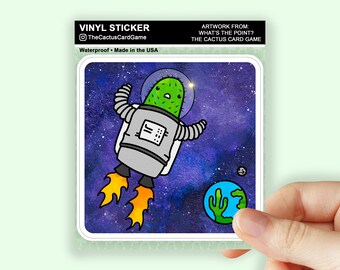 Space Sticker, Cute Cactus Sticker, Botanical Sticker, Succulent Sticker, Desert Sticker, Plant Sticker, Alien Sticker, Astronaut Sticker