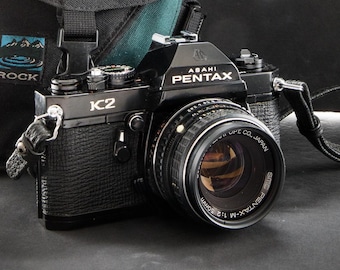 Pentax K2 35mm Film Camera with a 50mm Lens and Case