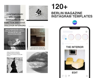 ベルリンマガジンのInstagramテンプレート、Canvaのファッションフィード（デジタルダウンロード）