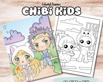Niedliches Chibi Malbuch, 40 Kawaii Seiten zum Ausdrucken (Digitaler Download)