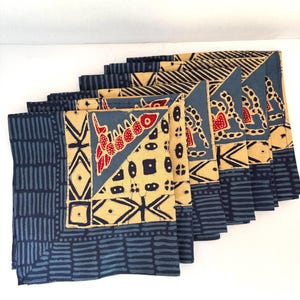Set of 6 Vintage Batik Napkins | Indonesian Batik
