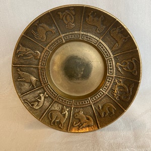 Vintage 1970s Brass Zodiac dish/catch all