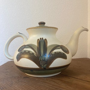 Vintage Hand Painted Stoneware Søholm Bornholm Teapot