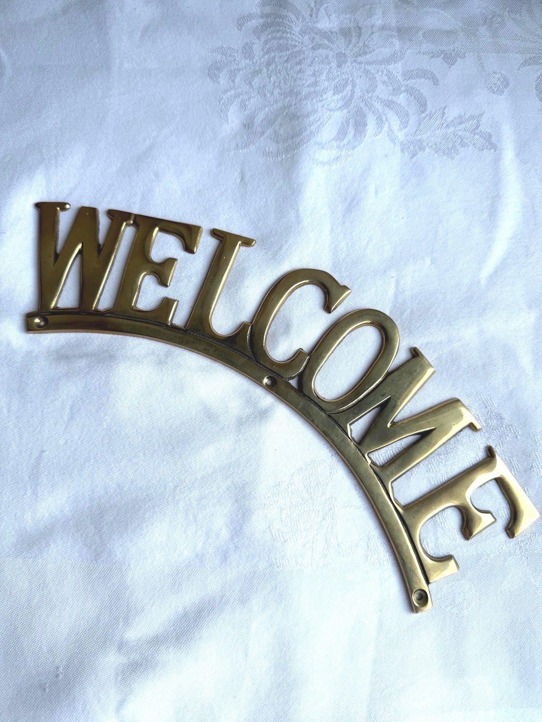 Arched Wall Mounted Brass Welcome Sign - Etsy