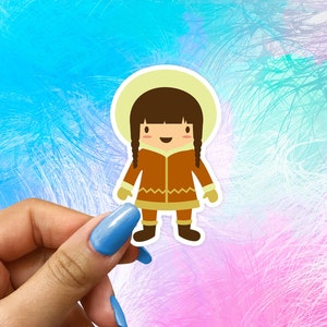 Adorable Eskimo Girl Sticker - Charming Arctic Cutie Water Bottle Sticker