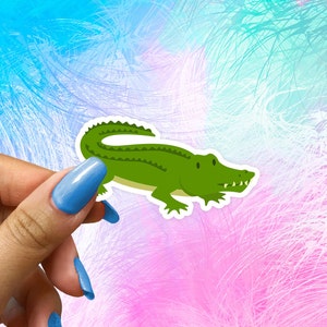 Cute Alligator Water Bottle Sticker, Adorable Crocodile Laptop Decal, Animal Lover Gift