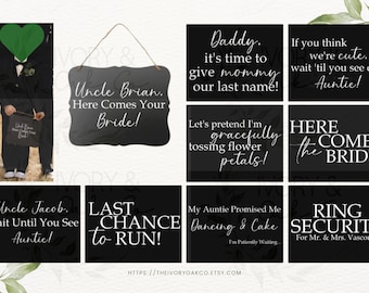 MULTIPLE Personalized Ring Bearer Sign || Wedding, Elopement || Rustic, Modern, Minimalist, Industrial , Boho, Country || Chalkboard, Burlap