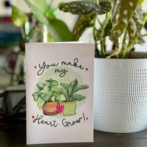 Tarjeta imprimible del día de San Valentín de la planta de la casa, tarjeta del día de San Valentín para los amantes de las plantas, regalo del día de San Valentín, descarga instantánea, tarjeta interior en blanco