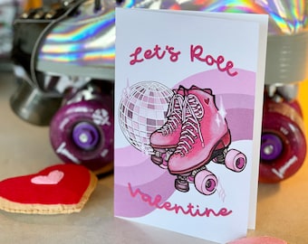 Printable Roller Skate Valentine's Day Card, Valentine's Day Card for skaters, Valentine's Day Gift, Instant Download, blank inside card