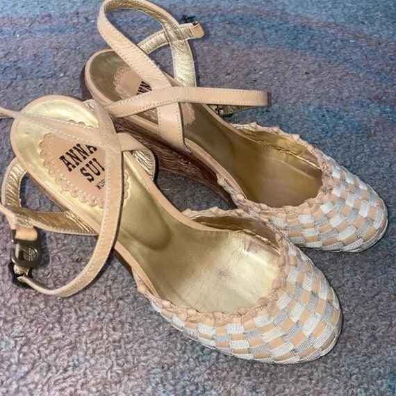 Vintage Anna Sui Summer Pumps Heels Wedge Shoes - image 1