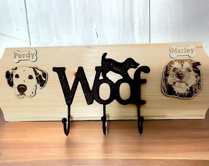 Personalized Dual Dog Engraved Leash Holder