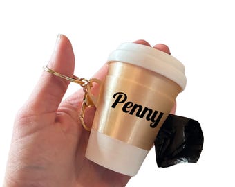 Pup Cup Dog Waste Bag Holder – Cute Coffee Cup Leash Accessory for Dog Moms & Dads | Stylish Dog Poop Bag Dispenser | Pet Gift Idea