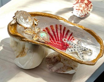 Oyster Shell Ring Dish Personalized Gift Bridesmaid Bachelorette Trinket Ring Holder Personalized Ring Bowl Beach Wedding Gift Ring Bearer