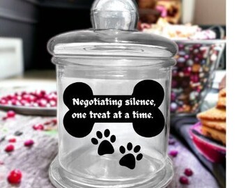 Negotiating Silence, One Treat at a Time Funny Dog Treat Jar