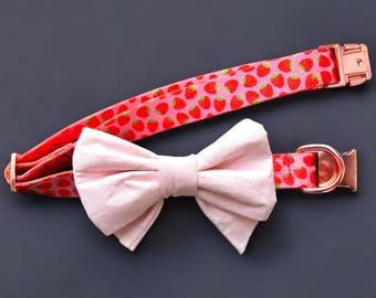 Cute dog collar with customization. Personalize Your Strawberry Pink, Bumble Bee, or Avocado Collar w Rose Gold Detail