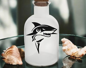 Cork Top Sharks Tooth Collectors Jar 6.5" Tall