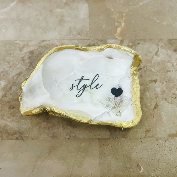 Oyster Shell Ring Dish, "Style" Jewelry dish, Trinket Bowl, Coastal Decor, Bridesmaid, Hostess gifts