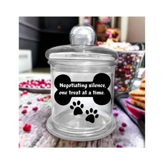 Negotiating Silence, One Treat at a Time Funny Dog Treat Jar