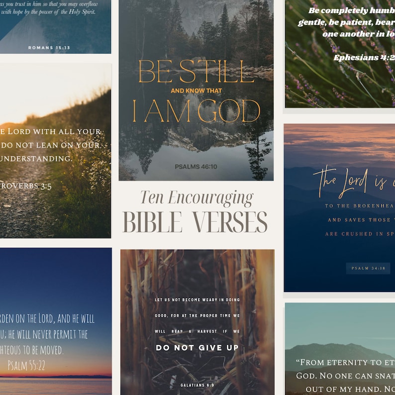 10 Encouraging Bible Verses Wall Art Digital Download Etsy