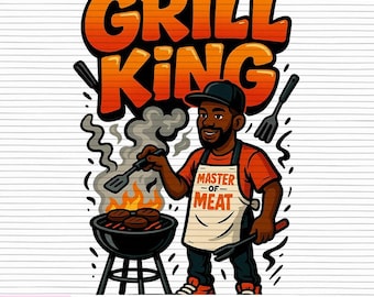 Grill King PNG – BBQ Dad Sublimation Design (Digital Download)