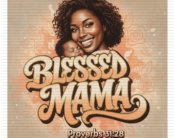Blessed Mother PNG | Retro Faith Clipart Design | Sublimation Digital Download