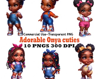Paquete de imágenes prediseñadas de niña afroamericana / Niña negra PNG