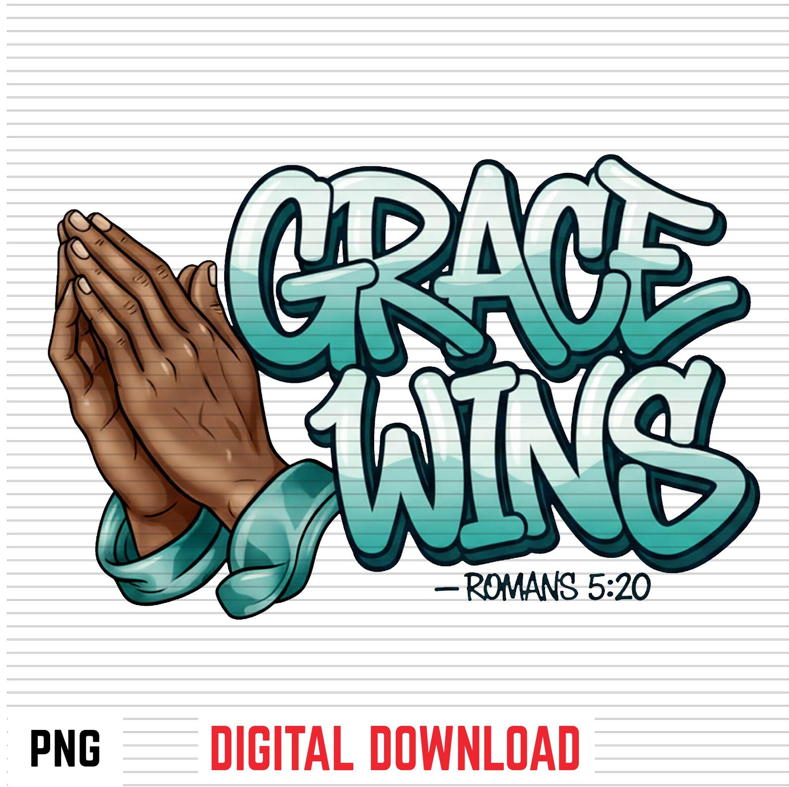 Grace Wins Clipart | Faith Art PNG | Bible Verse Design - Etsy