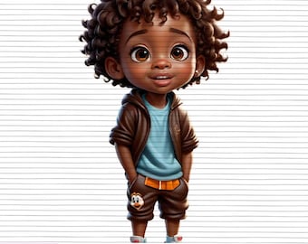 African American Boy PNG | Stylish Kids Fashion | Boutique Boy Clipart
