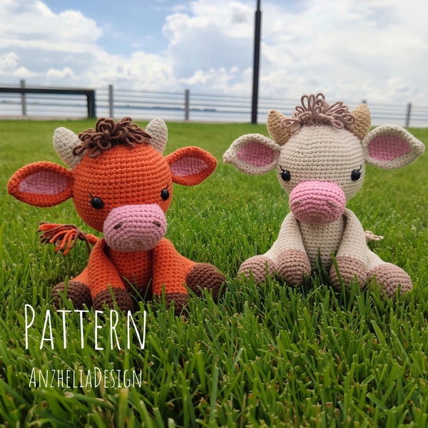 Crochet amigurumi pattern bull, Crochet pattern cow, Crochet pattern tutorial PDF, Crochet pattern English, Amigurumi toy calf