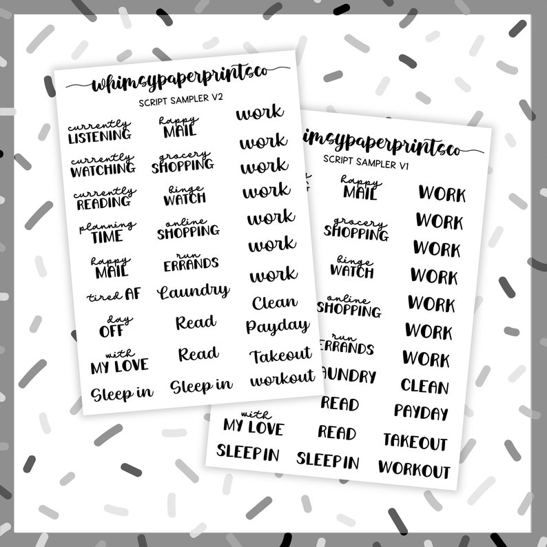 Script Sampler // Printable Stickers // A5 Wide Vertical Stickers ...