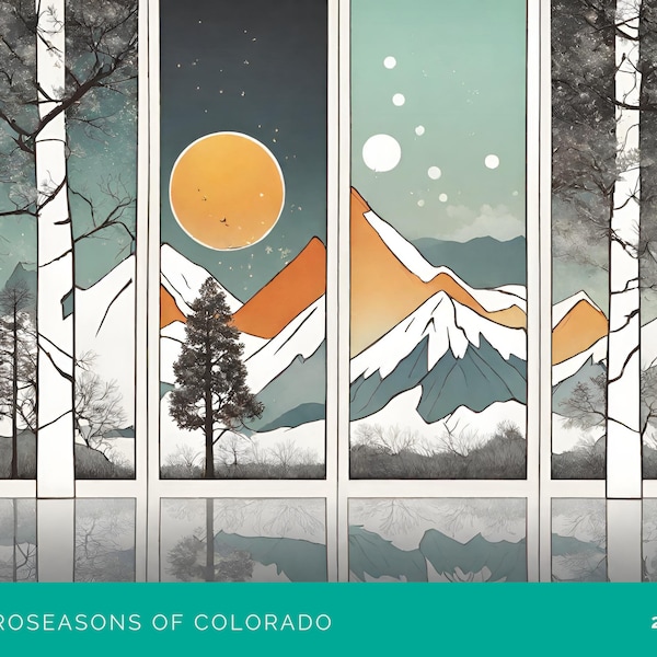 Japanese-Inspired Digital Wall Calendar | Meditative Colorado Microseasons 2024