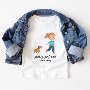 Cute Kids Dog Shirt, Short Sleeve T Shirt for Dog Loving Toddler, Youth Tee Dog Lover Gift, Girls Dog, Just a Girl who Loves Her Dog
