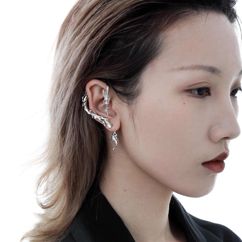 Ear Waps Dragon Ear Cuff - Titanium Silver PVD Punk Earring, Need Piercing - Etsy