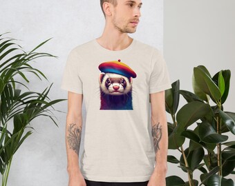 Ferret Wearing a Beret Unisex T-Shirt