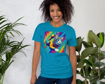 Colorful Cat Scuba Diving Unisex T-Shirt
