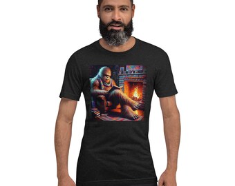 Sasquatch Reading by a Fire Unisex T-Shirt