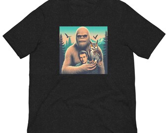Weird Bigfoot Great Horned Owl and Guy Unisex T-Shirt