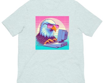 Funny Bald Eagle Typing on a Computer Unisex T-Shirt