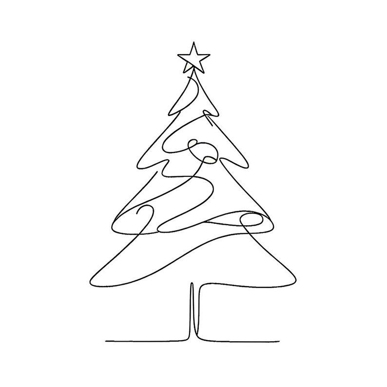Christmas Tree Single Line Drawing Design Etsy