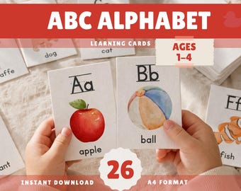 ABC Alphabet Flashcards Printable | 26 Letter Cards A–Z | Montessori Preschool Learning | Toddler Educational Flash Cards