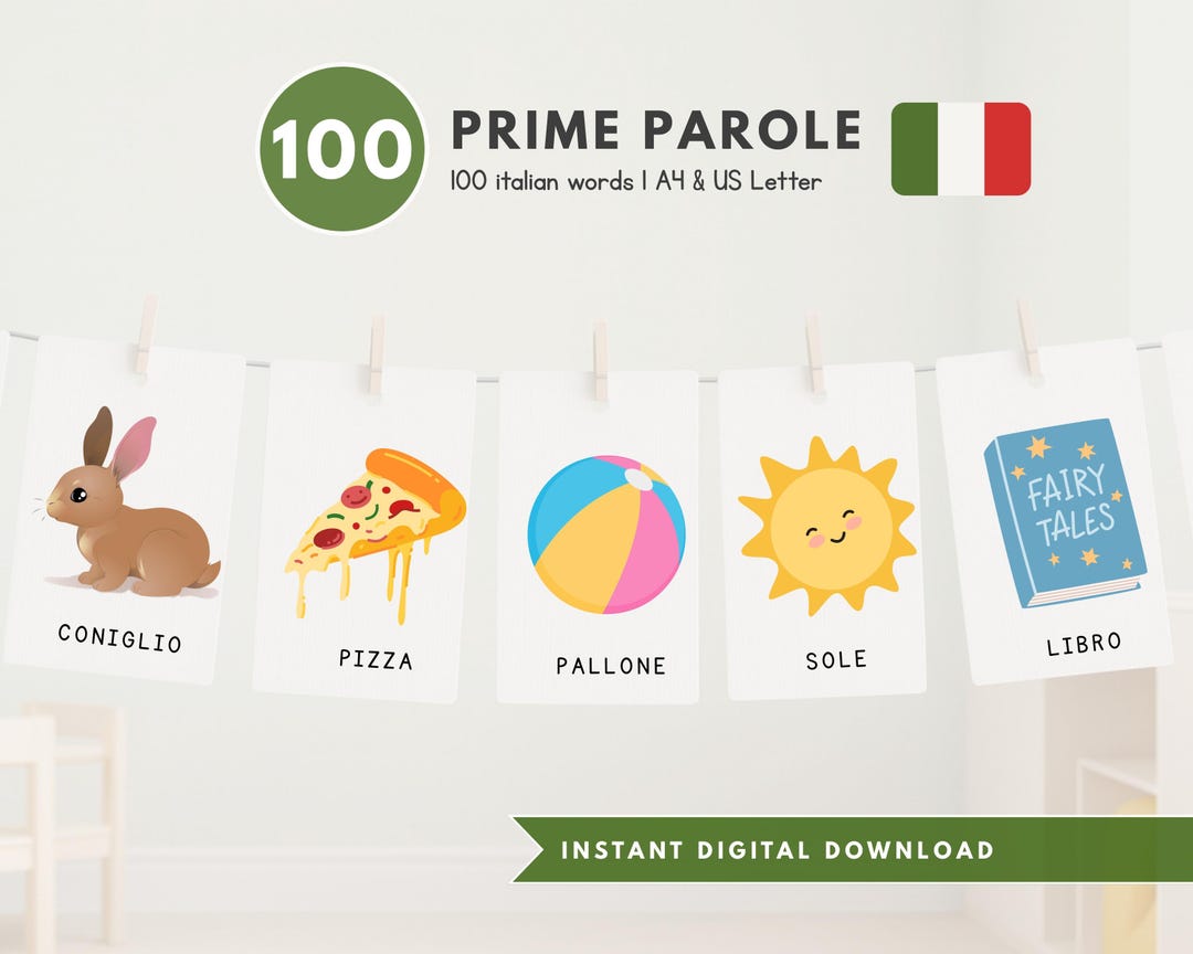 First 100 ITALIAN Words | Printable PDF for Kids Adults | A4 & US ...