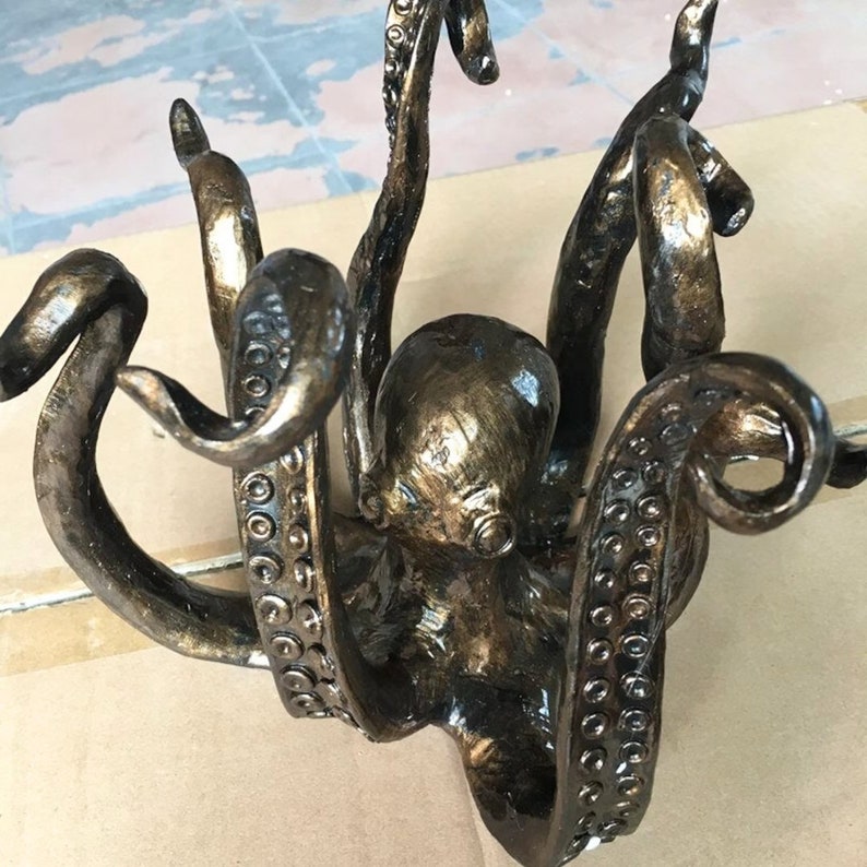 Elegant Squidthemed Drinkware Holder Antiquefinish, Artisancrafted Cup Stand for Your Home