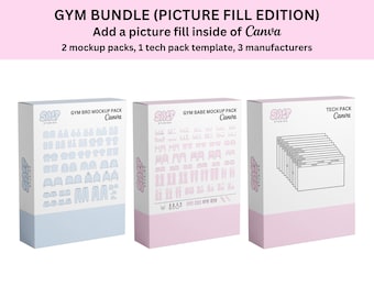Paquete de gimnasio (edición para rellenar imágenes) / 2 paquetes de maquetas de Canva, 1 plantilla de paquete tecnológico, 3 fabricantes